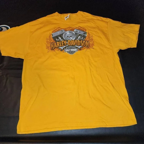 Harley‎ Davidson Chester Springs PA Mens Yellow Tshirt XL - Picture 1 of 5